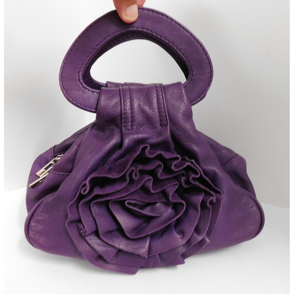 Borse In Pelle Purple Rosette Leather Top‎ Handle Bag Italy